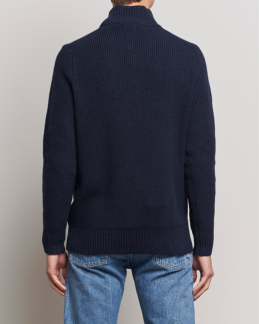 Uomini | Maglieria | Lyle & Scott | Ribbed Quarter Zip Sweater Navy