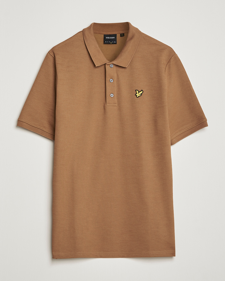 Uomini | Polo | Lyle & Scott | Chunky Slub Pique Polo Camel Bronze