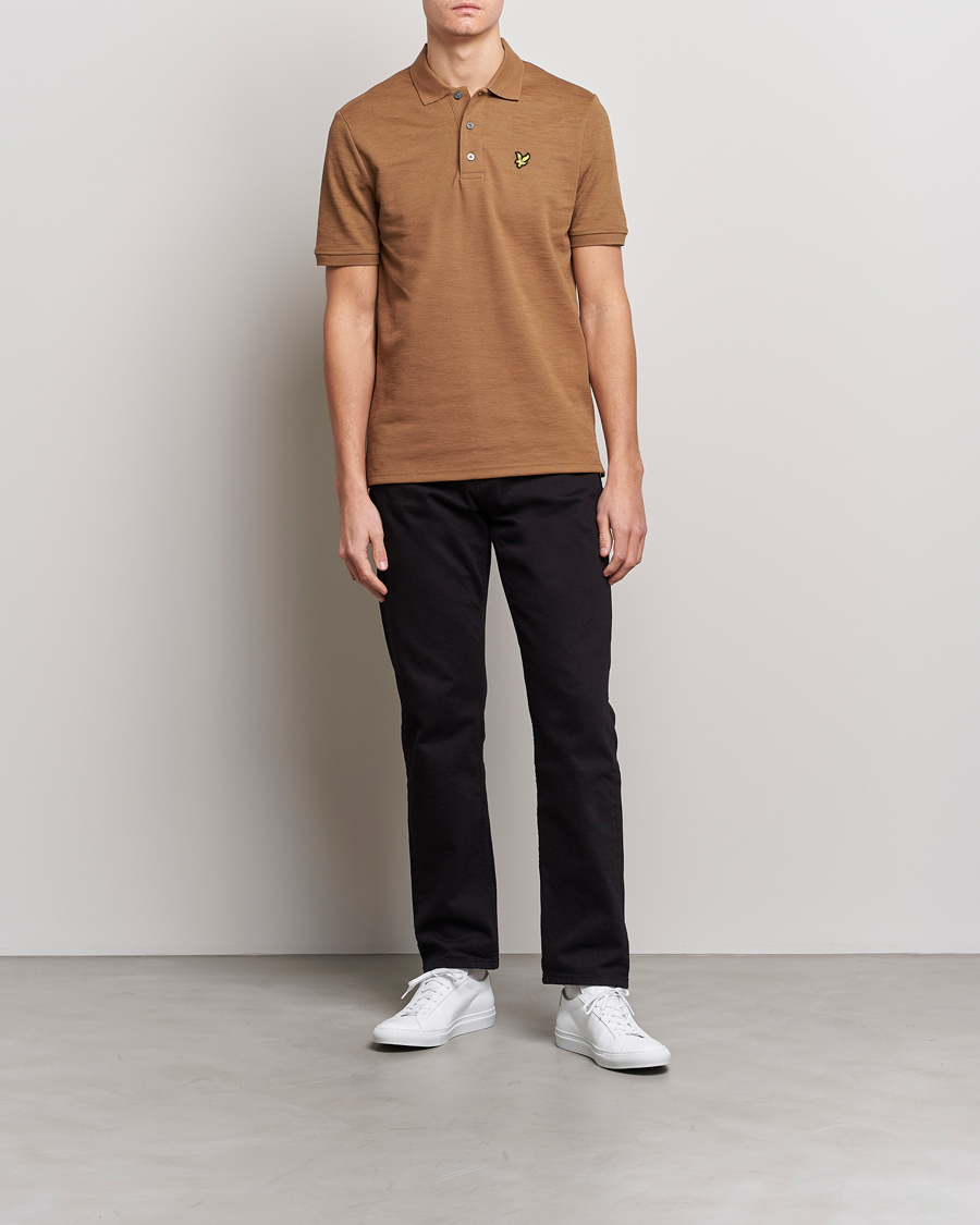Uomini | Polo | Lyle & Scott | Chunky Slub Pique Polo Camel Bronze