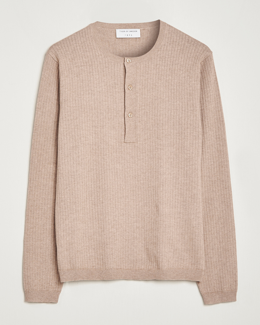 Uomini | Maglieria | Tiger of Sweden | Nassau Cotton Wool Knitted Sweater Beigie Melange