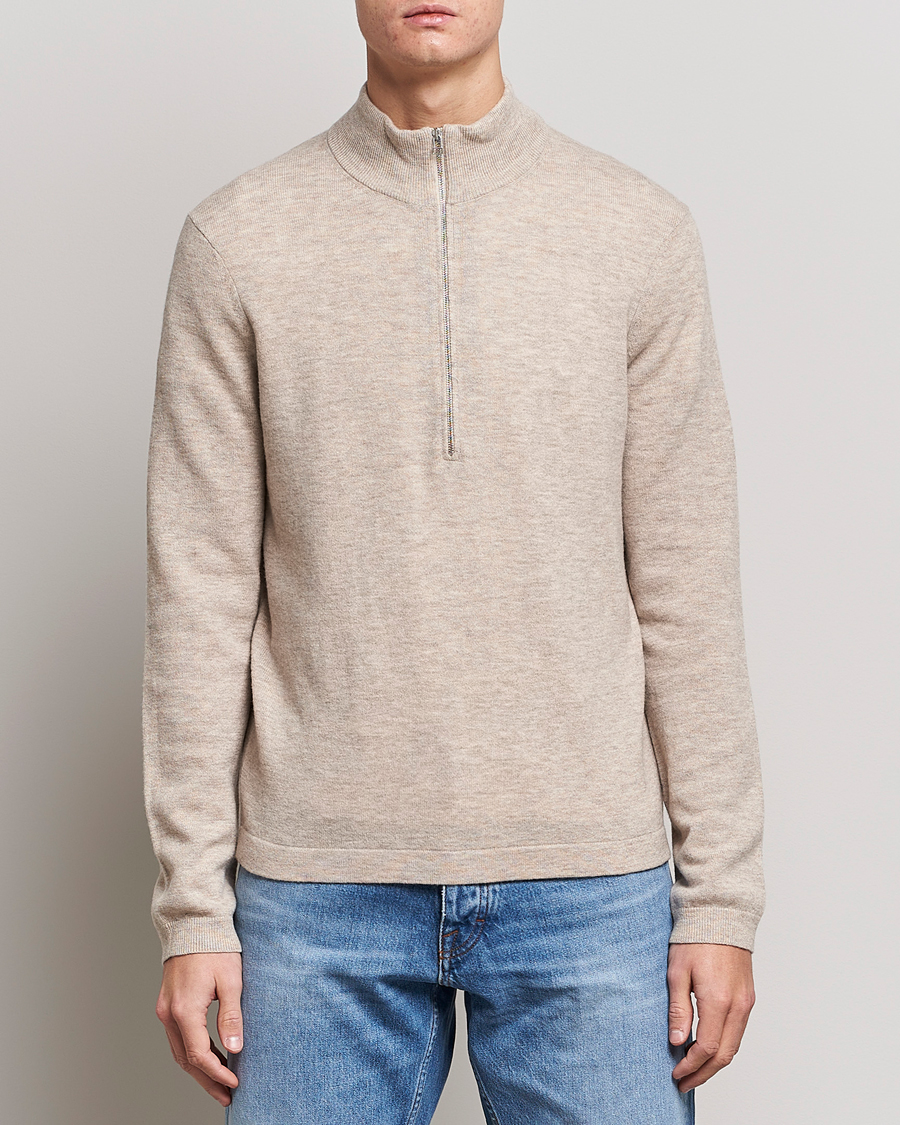 Uomini | Maglieria | Tiger of Sweden | Owain Merino Half Zip Sweater Dark White