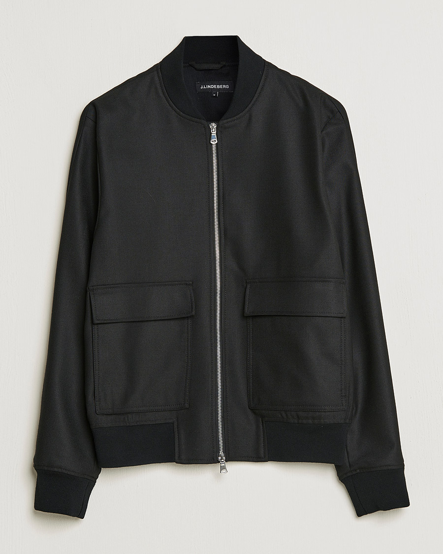 Uomini | Giacche | J.Lindeberg | Thom Bomber Wool Twill Jacket Black