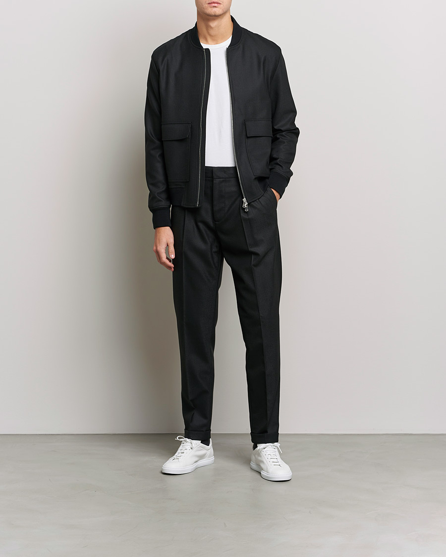 Uomini | Giacche | J.Lindeberg | Thom Bomber Wool Twill Jacket Black
