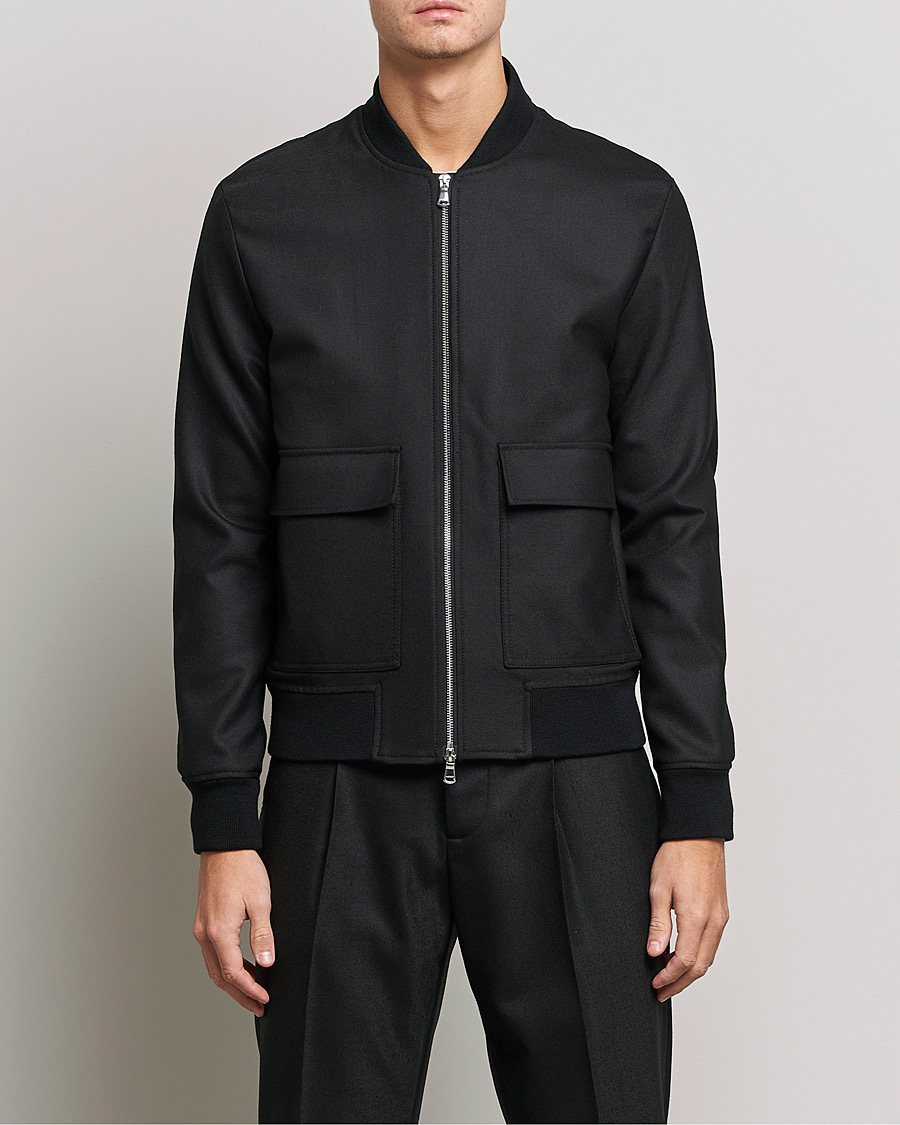 Uomini | Giacche | J.Lindeberg | Thom Bomber Wool Twill Jacket Black