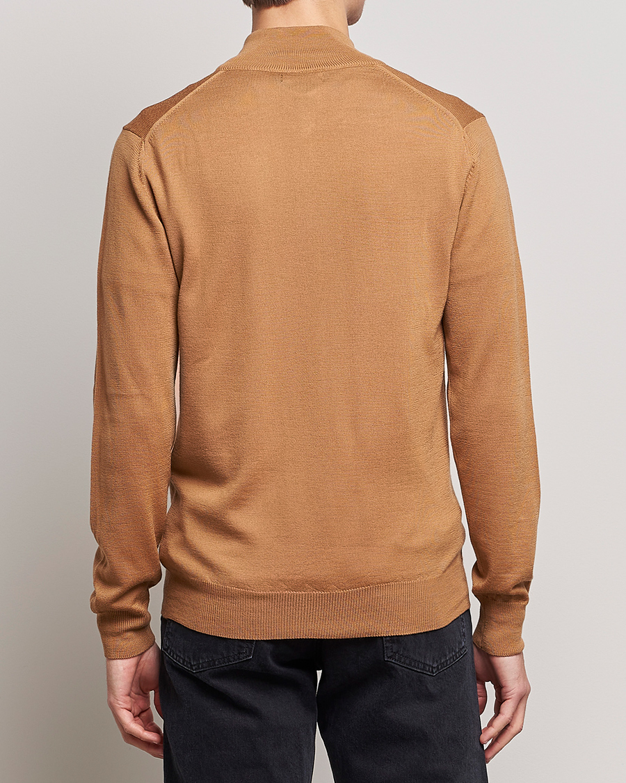 Uomini | Maglieria | J.Lindeberg | Kian Quarter Zip Merino Sweater Chipmunk