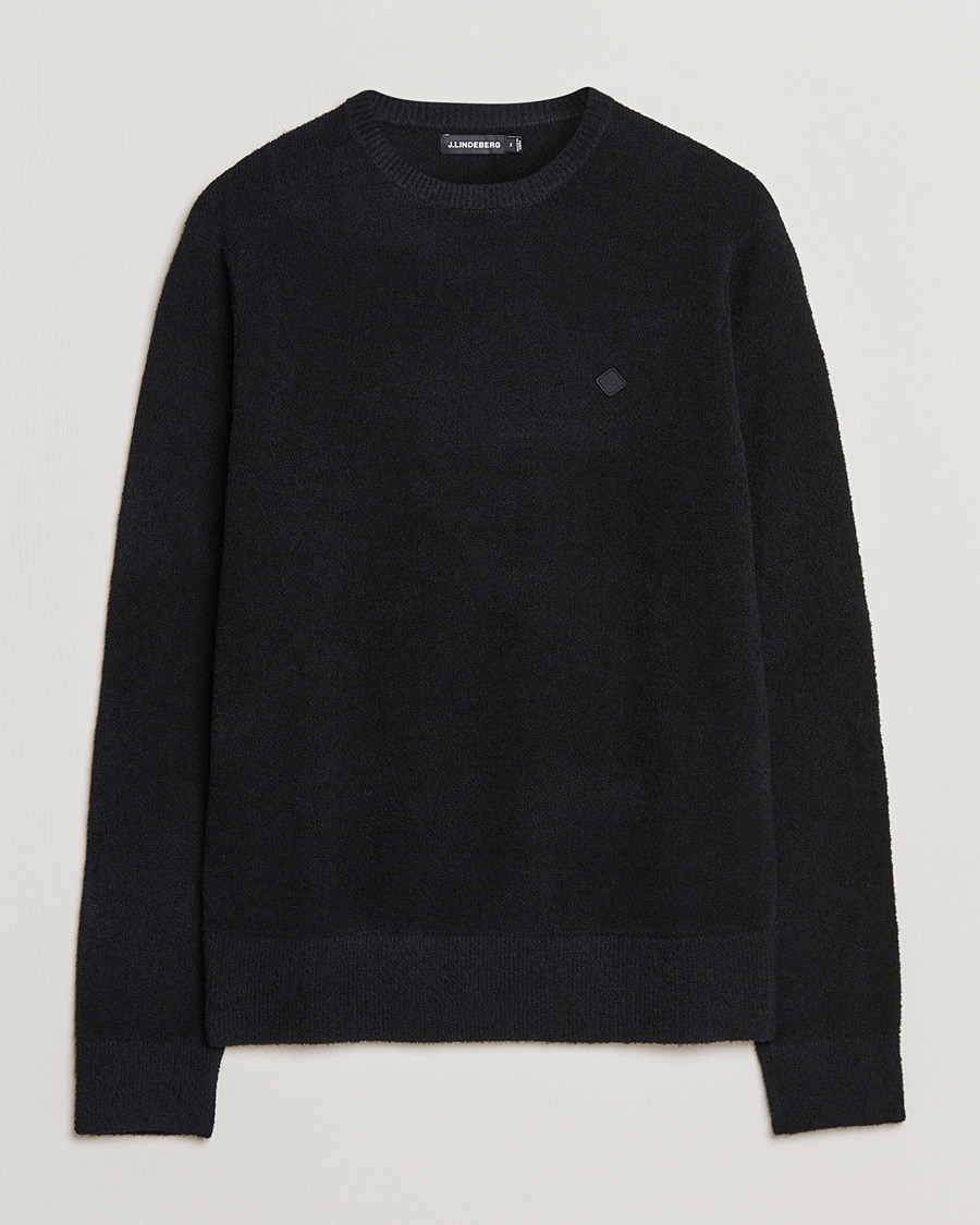 Uomini | Maglieria | J.Lindeberg | Yuri Merino Logo Crew Neck Sweater Black