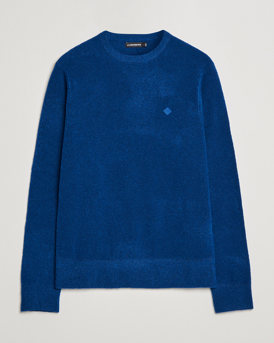 Uomini | Maglieria | J.Lindeberg | Yuri Merino Logo Crew Neck Sweater Navy Peony