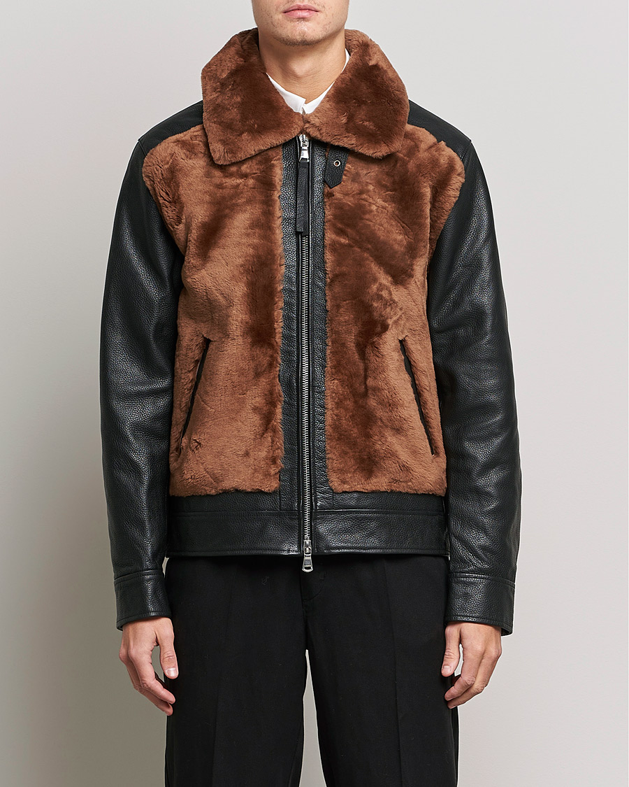 Uomini | Giacche | J.Lindeberg | Grizzly Sheepskin Leather Jacket Chipmunk