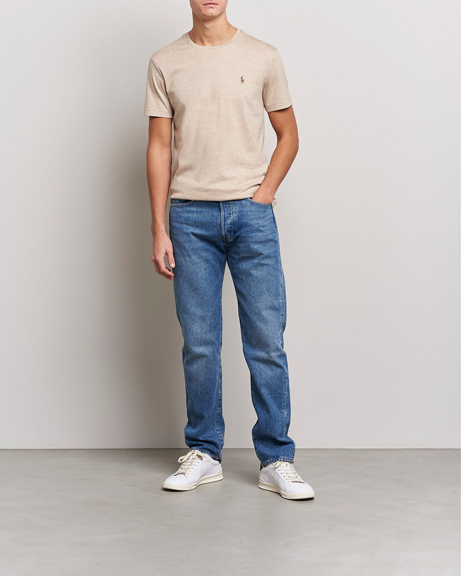 Uomini | T-shirt | Polo Ralph Lauren | Luxury Pima Cotton Crew Neck T-Shirt Sand Heather