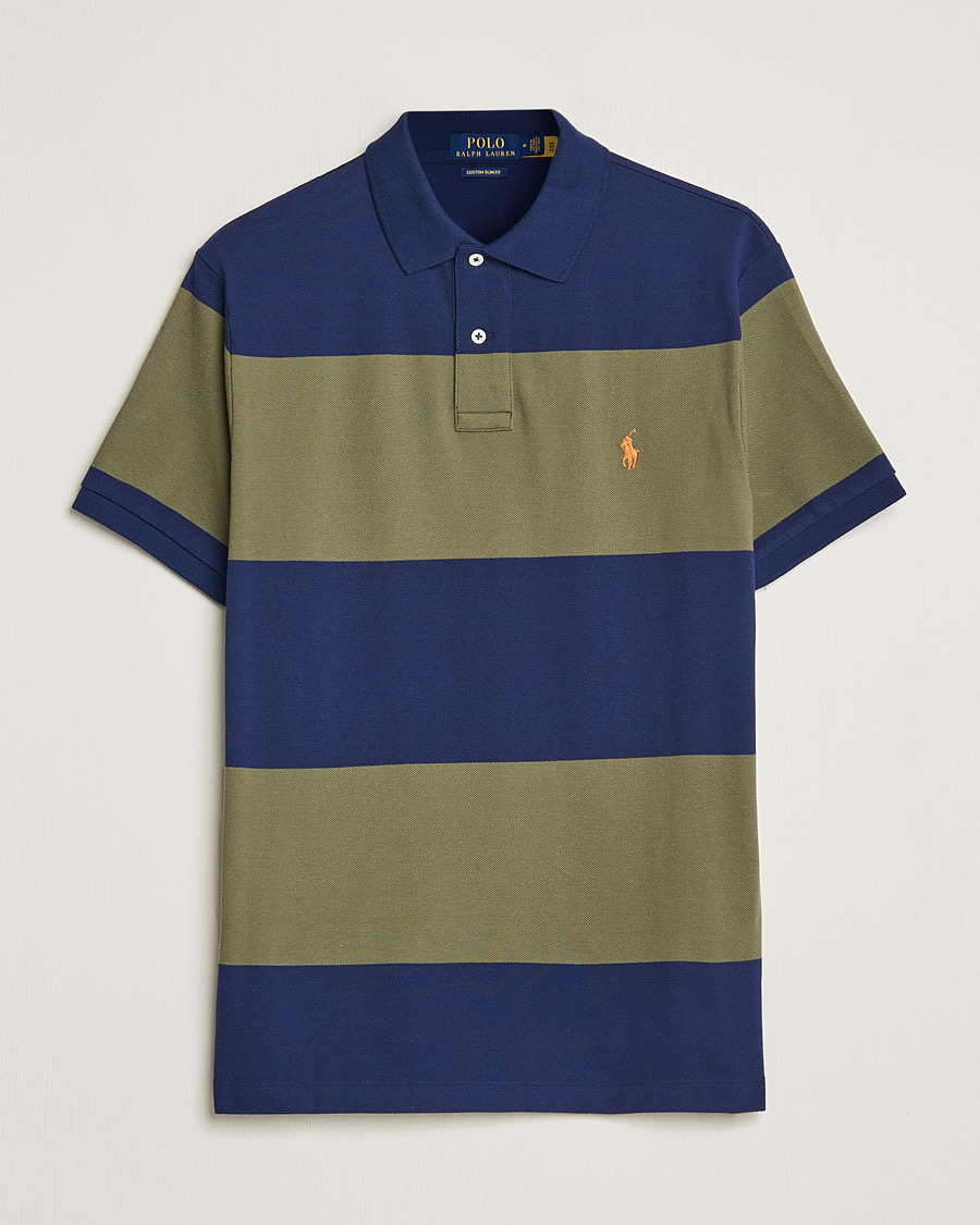 Uomini | Polo | Polo Ralph Lauren | Custom Slim Fit Barstriped Polo Navy/Dark Sage