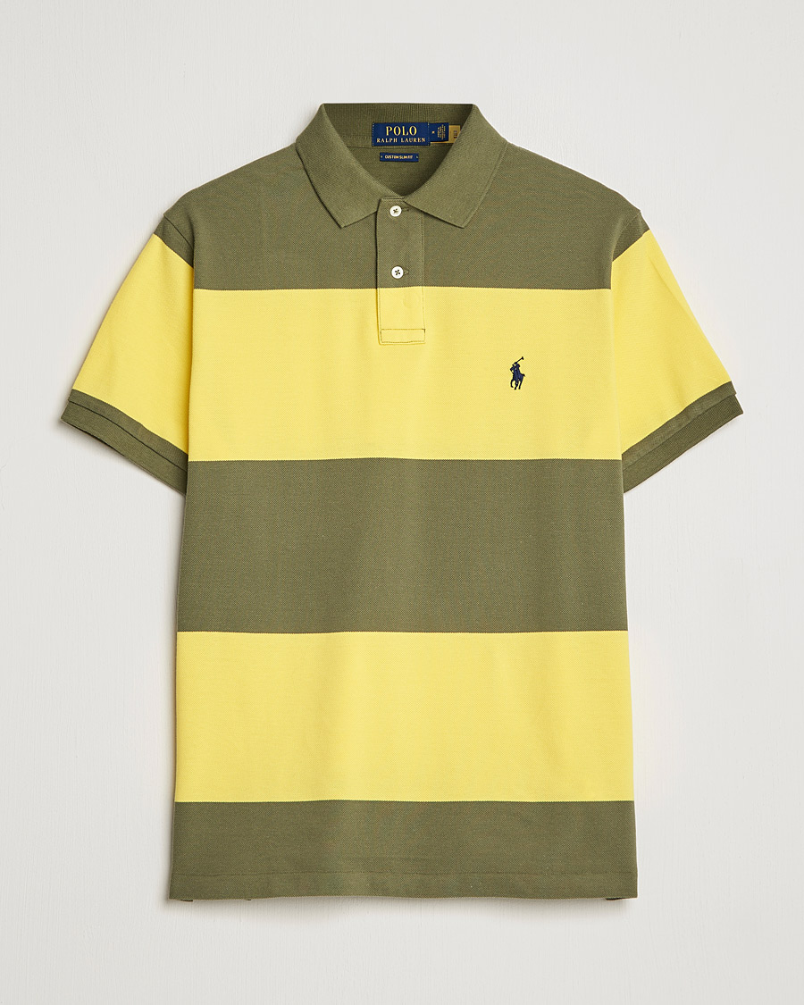 Uomini | Polo | Polo Ralph Lauren | Custom Slim Fit Barstriped Polo Lemon/Dark Sage
