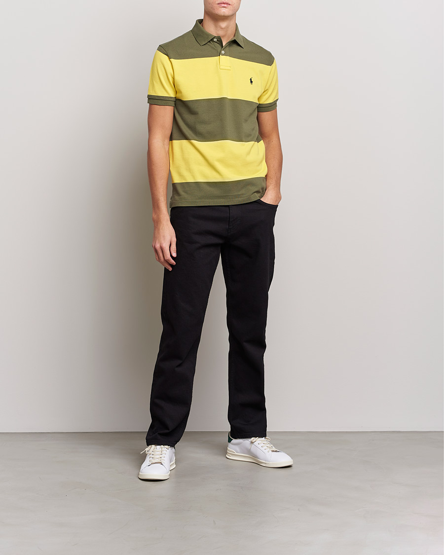 Uomini | Polo | Polo Ralph Lauren | Custom Slim Fit Barstriped Polo Lemon/Dark Sage