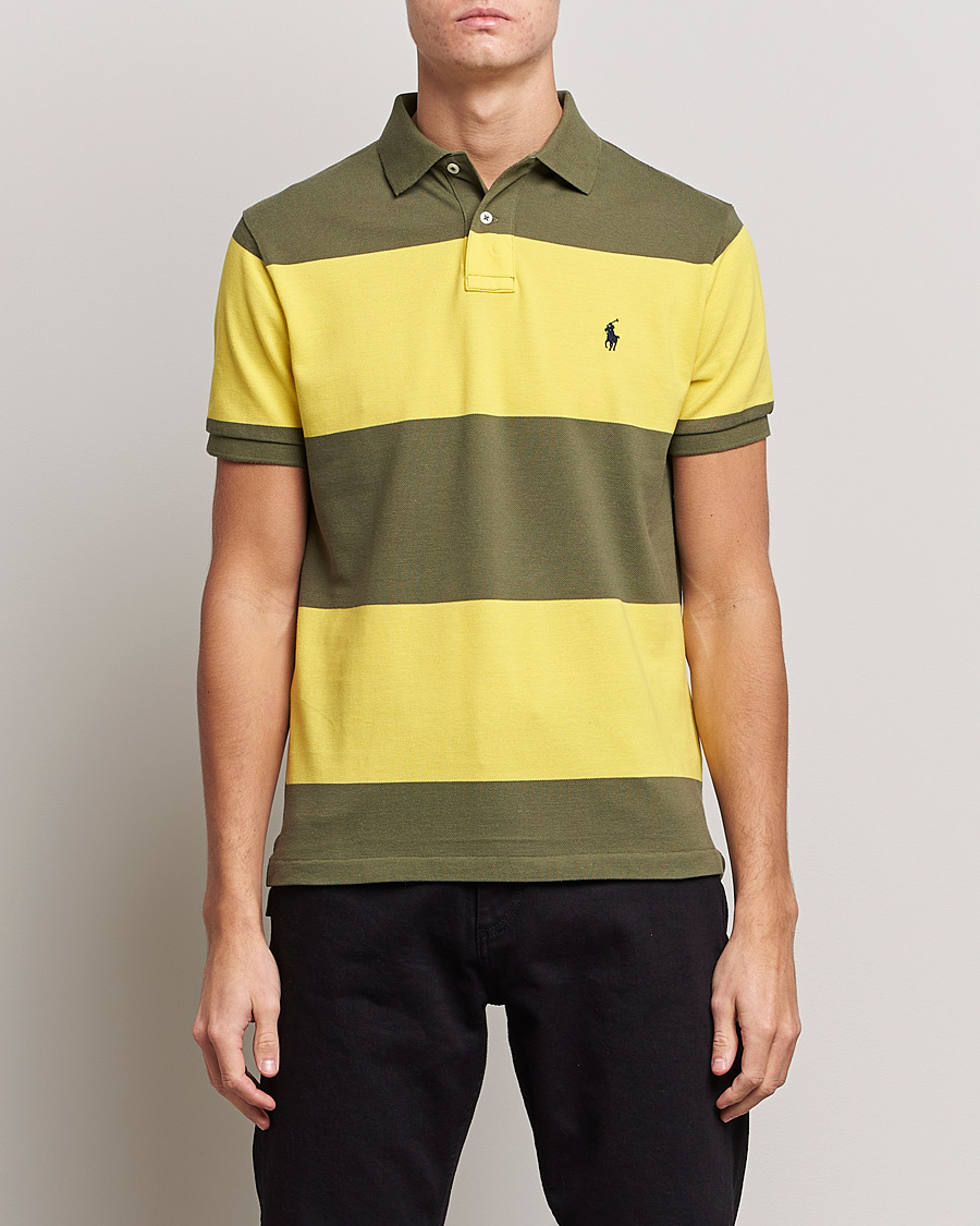 Uomini | Polo | Polo Ralph Lauren | Custom Slim Fit Barstriped Polo Lemon/Dark Sage