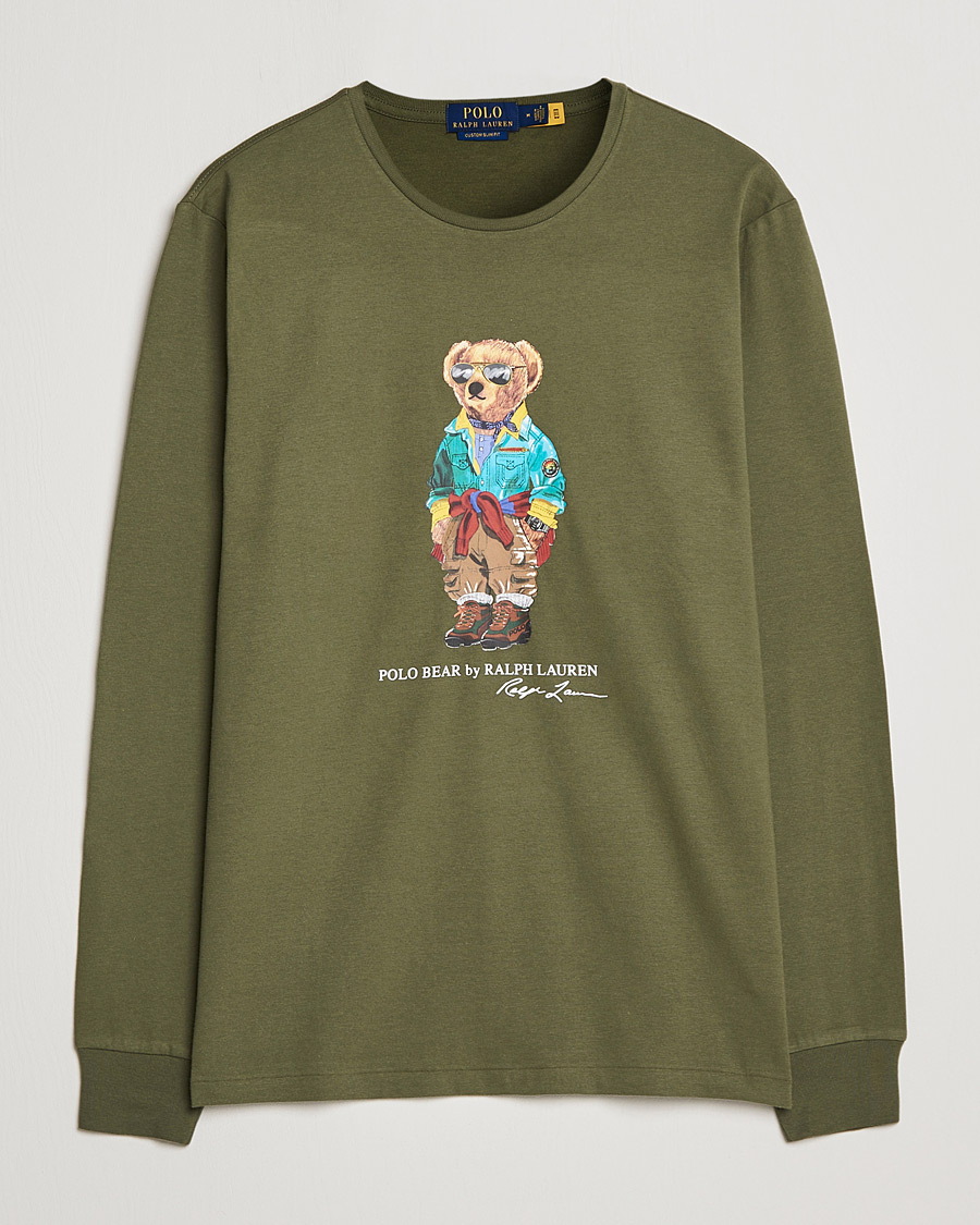 Uomini | T-shirt | Polo Ralph Lauren | Printed Bear Crew Neck Long Sleeve T-Shirt Dark Sage