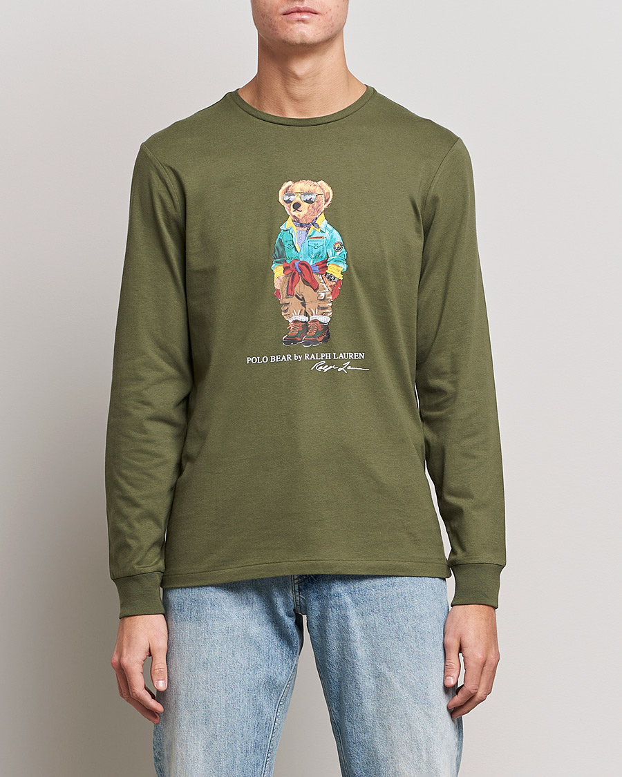 Uomini | T-shirt | Polo Ralph Lauren | Printed Bear Crew Neck Long Sleeve T-Shirt Dark Sage