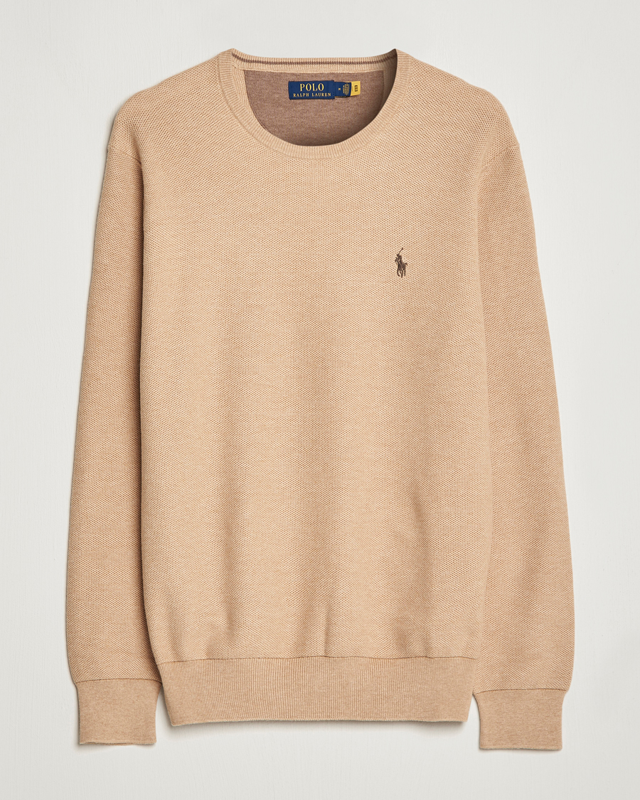 Uomini | Maglieria | Polo Ralph Lauren | Textured Knitted Crew Neck Camel Melange