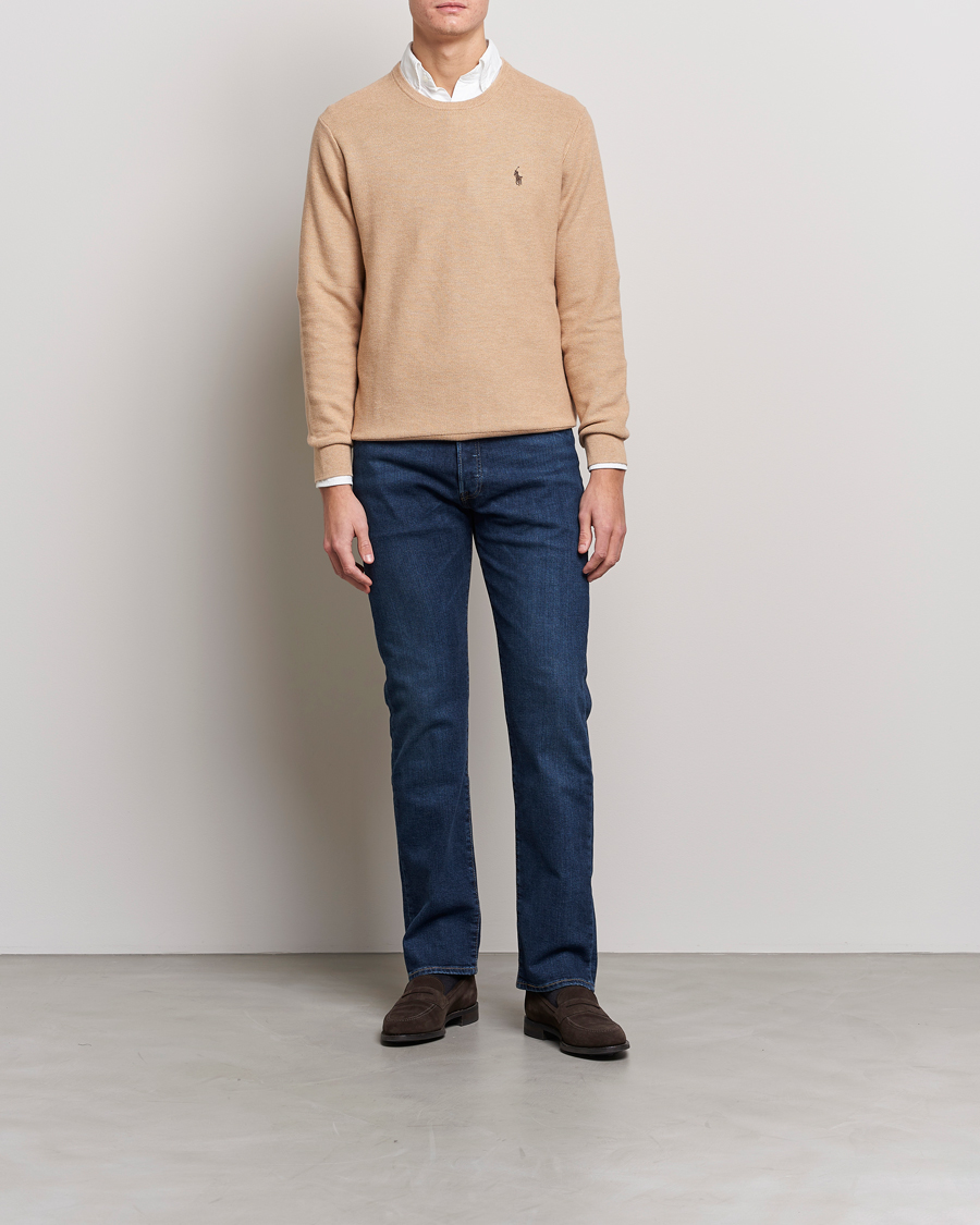 Uomini | Maglieria | Polo Ralph Lauren | Textured Knitted Crew Neck Camel Melange