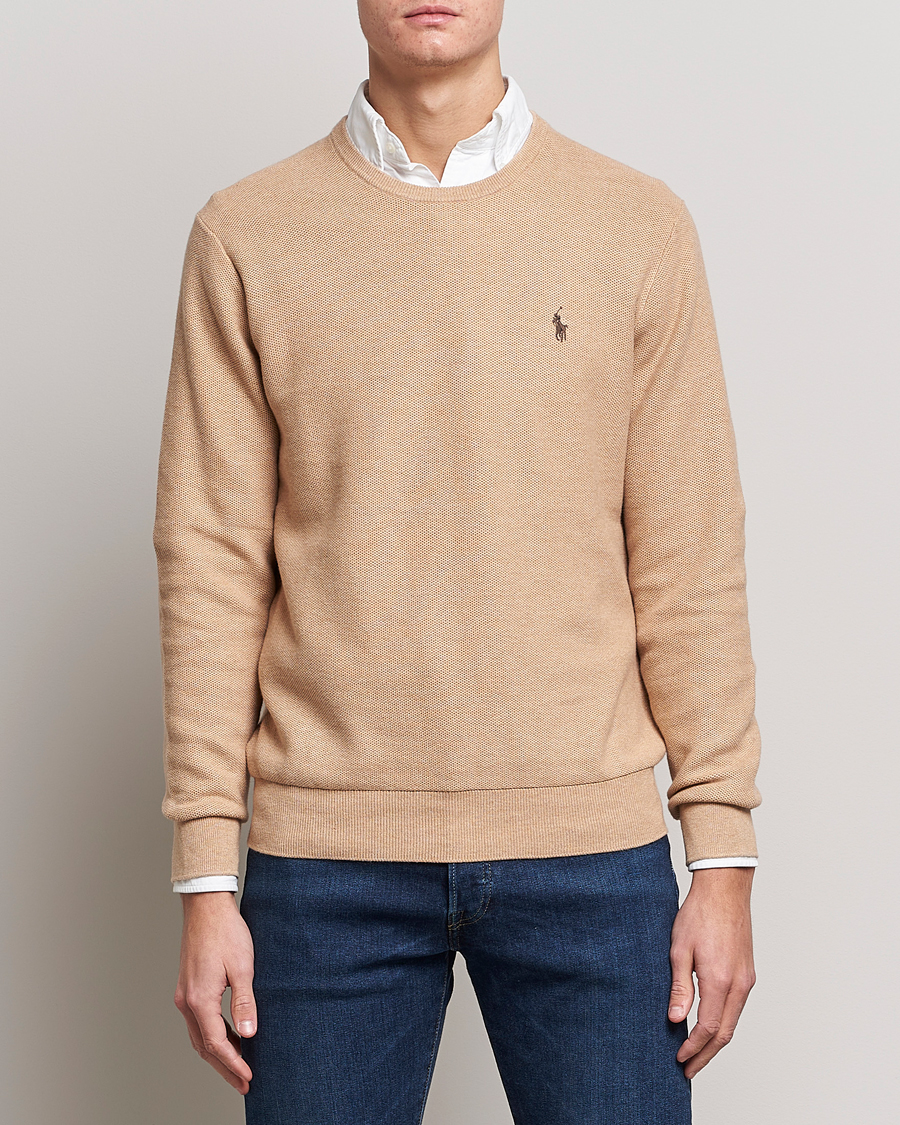Uomini | Maglieria | Polo Ralph Lauren | Textured Knitted Crew Neck Camel Melange