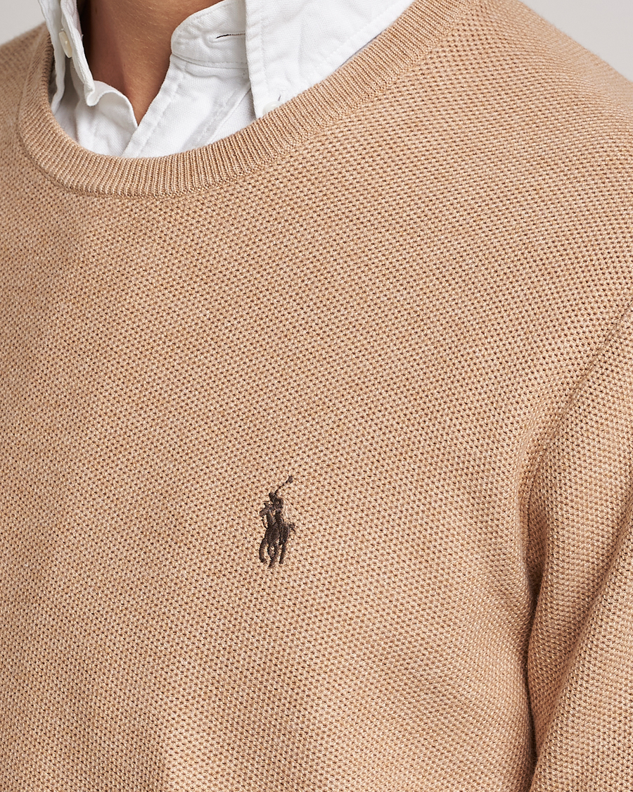 Uomini | Maglieria | Polo Ralph Lauren | Textured Knitted Crew Neck Camel Melange