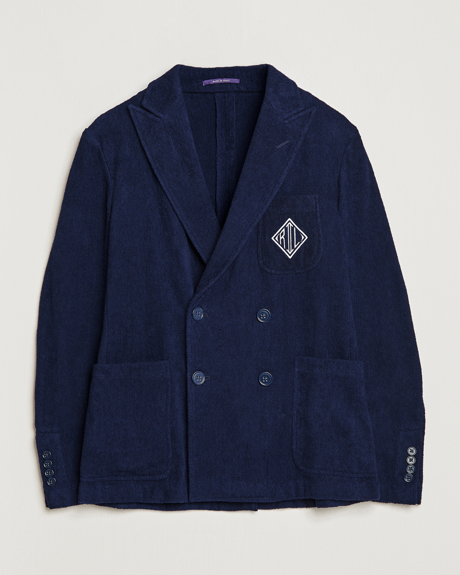 Uomini | Blazers | Ralph Lauren Purple Label | Knitted Terry Cloth Blazer Navy