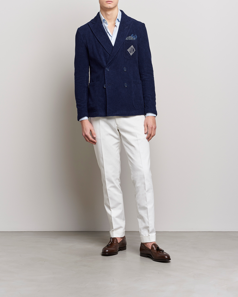 Uomini | Blazers | Ralph Lauren Purple Label | Knitted Terry Cloth Blazer Navy