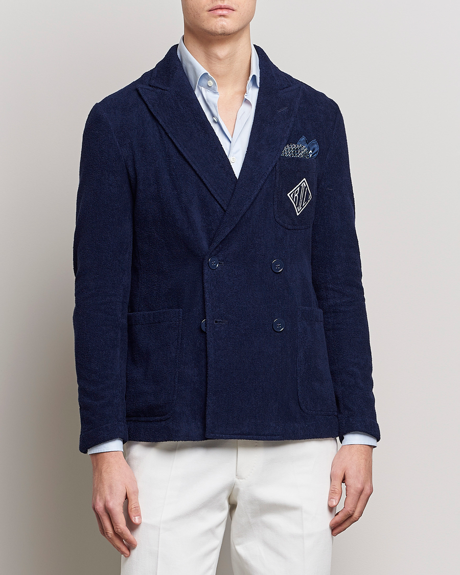 Uomini | Blazers | Ralph Lauren Purple Label | Knitted Terry Cloth Blazer Navy