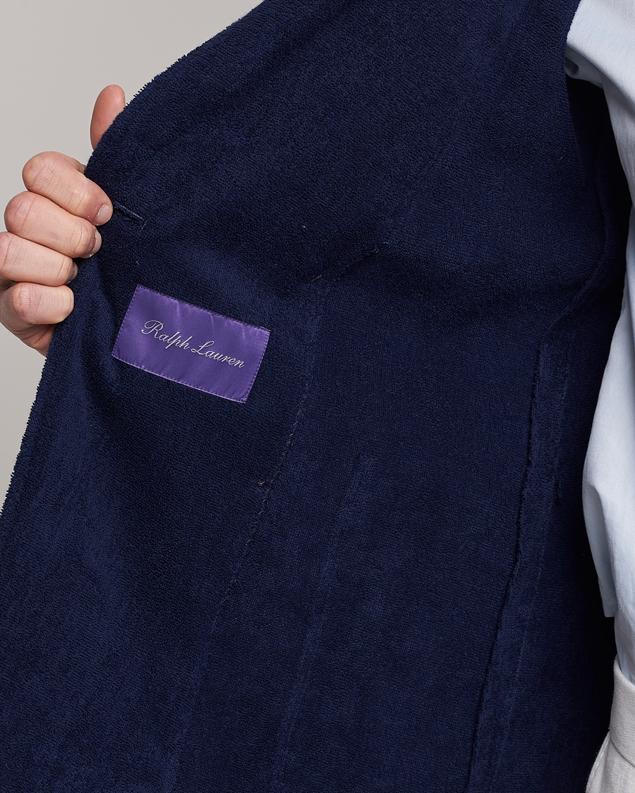 Uomini | Blazers | Ralph Lauren Purple Label | Knitted Terry Cloth Blazer Navy
