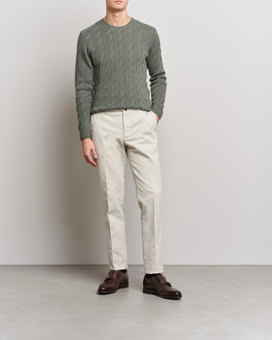 Uomini | Maglieria | Ralph Lauren Purple Label | Cashmere Cable Crew Neck Sweater Sea Spray