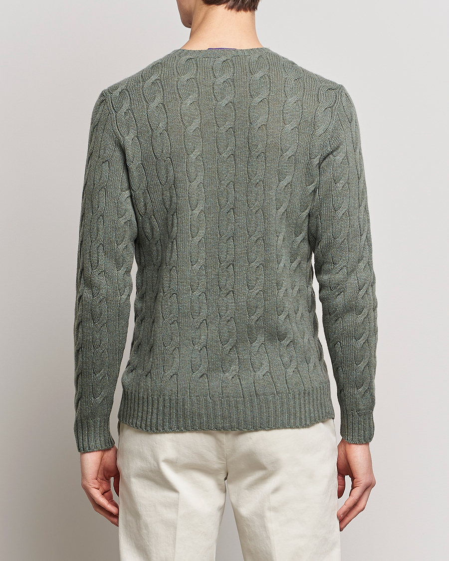 Uomini | Maglieria | Ralph Lauren Purple Label | Cashmere Cable Crew Neck Sweater Sea Spray