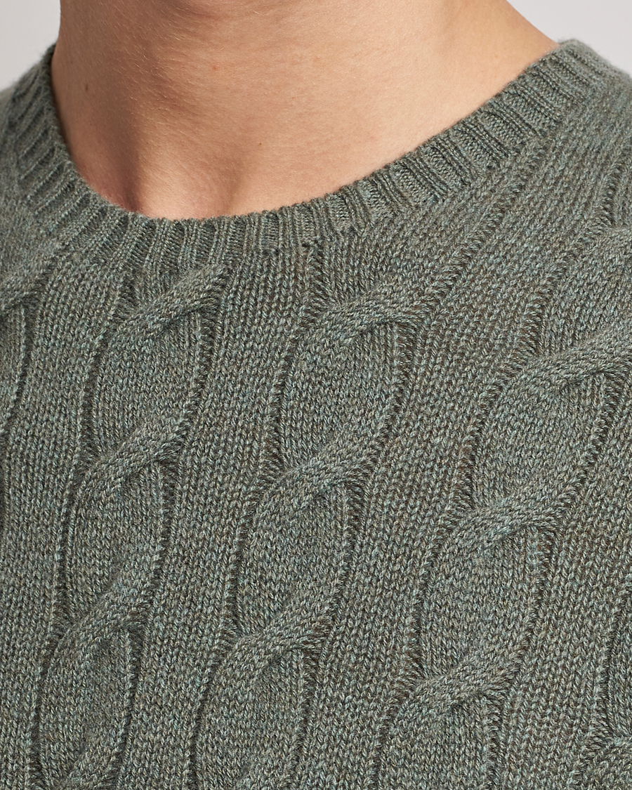 Uomini | Maglieria | Ralph Lauren Purple Label | Cashmere Cable Crew Neck Sweater Sea Spray