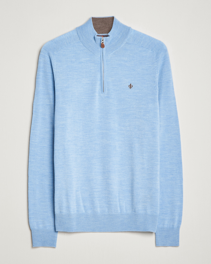Uomini | Maglieria | Morris | John Merino Half Zip Light Blue