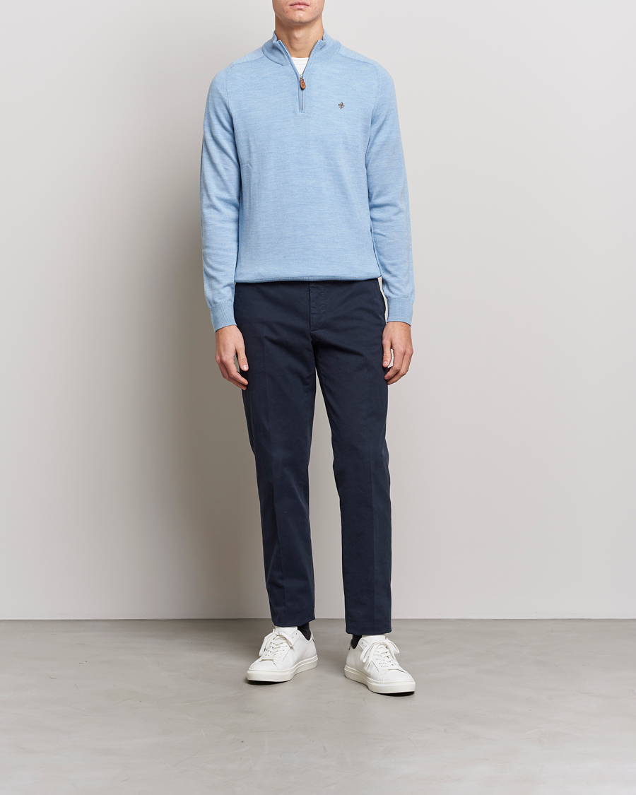 Uomini | Maglieria | Morris | John Merino Half Zip Light Blue