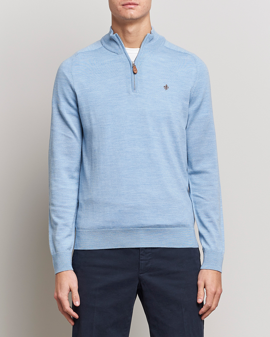 Uomini | Maglieria | Morris | John Merino Half Zip Light Blue