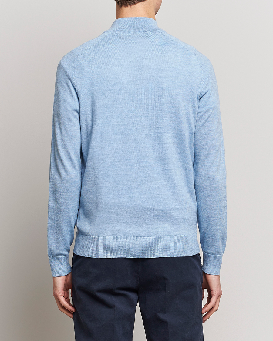 Uomini | Maglieria | Morris | John Merino Half Zip Light Blue