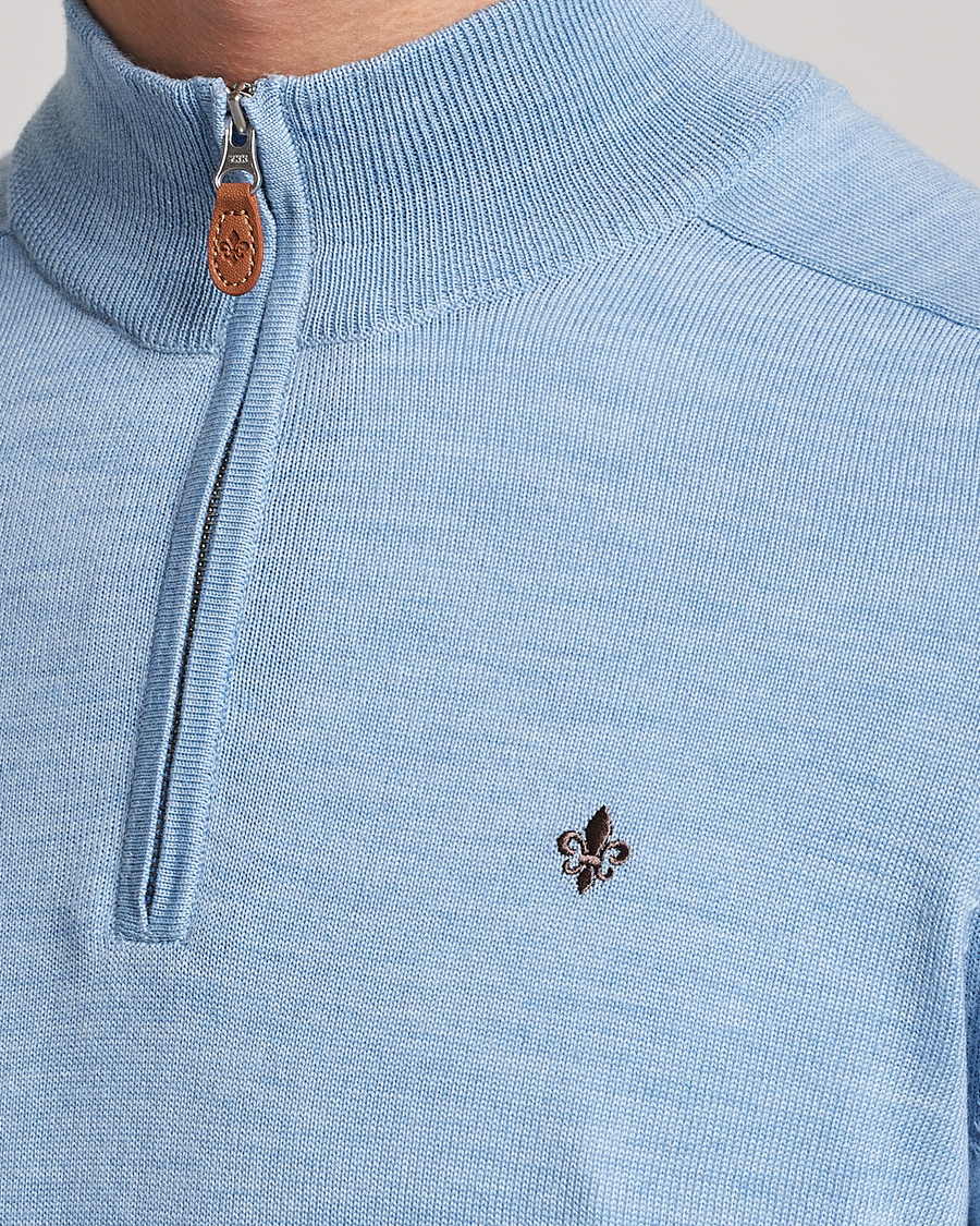 Uomini | Maglieria | Morris | John Merino Half Zip Light Blue
