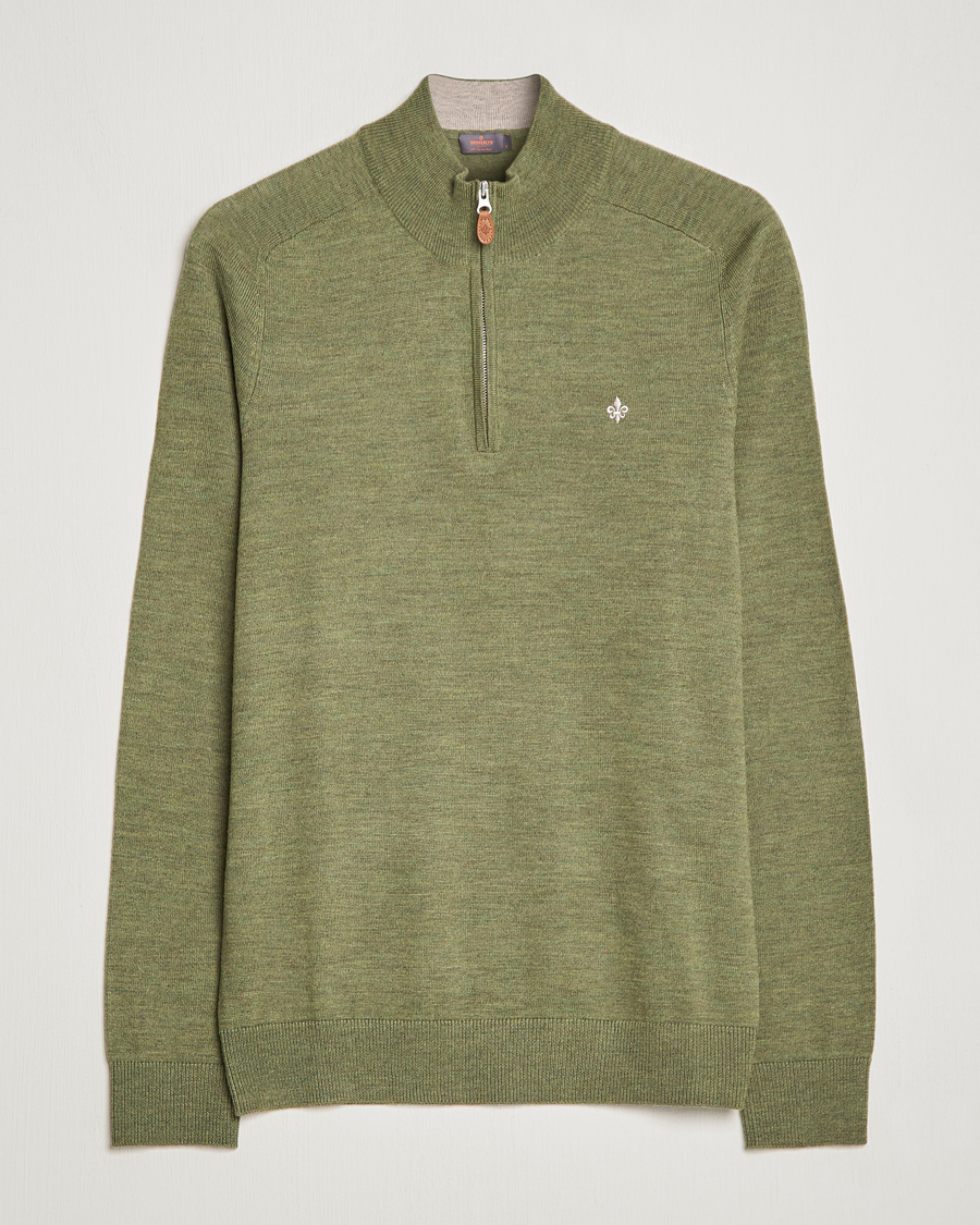 Uomini | Maglieria | Morris | John Merino Half Zip Sage Green