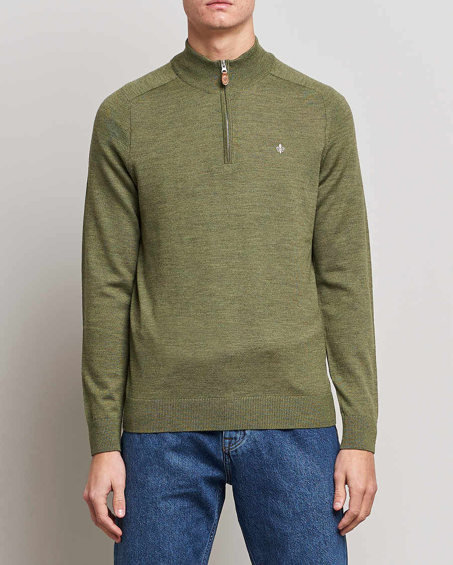 Uomini | Maglieria | Morris | John Merino Half Zip Sage Green