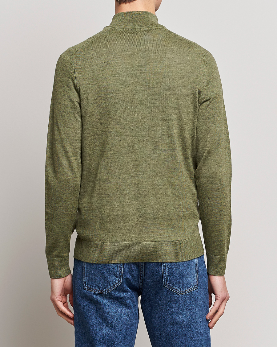Uomini | Maglieria | Morris | John Merino Half Zip Sage Green