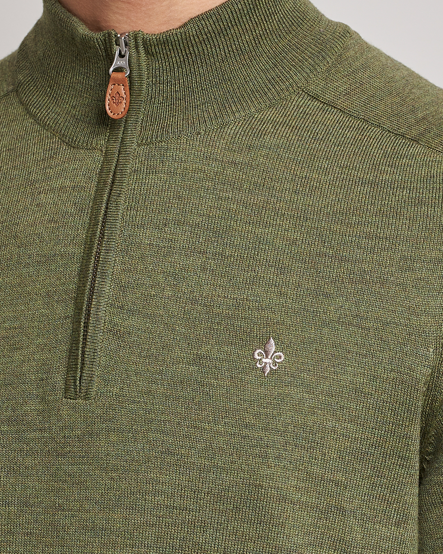 Uomini | Maglieria | Morris | John Merino Half Zip Sage Green