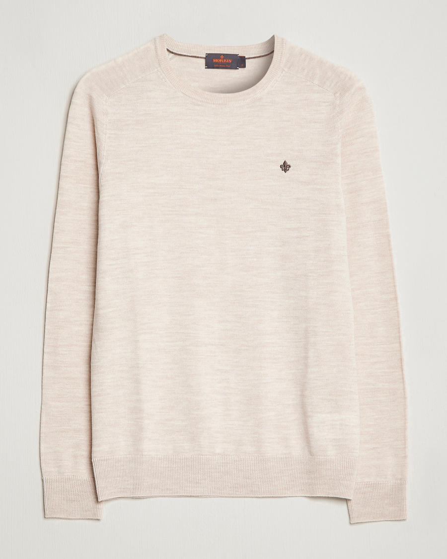 Uomini | Maglieria | Morris | Merino Crew Neck Pullover Ecru