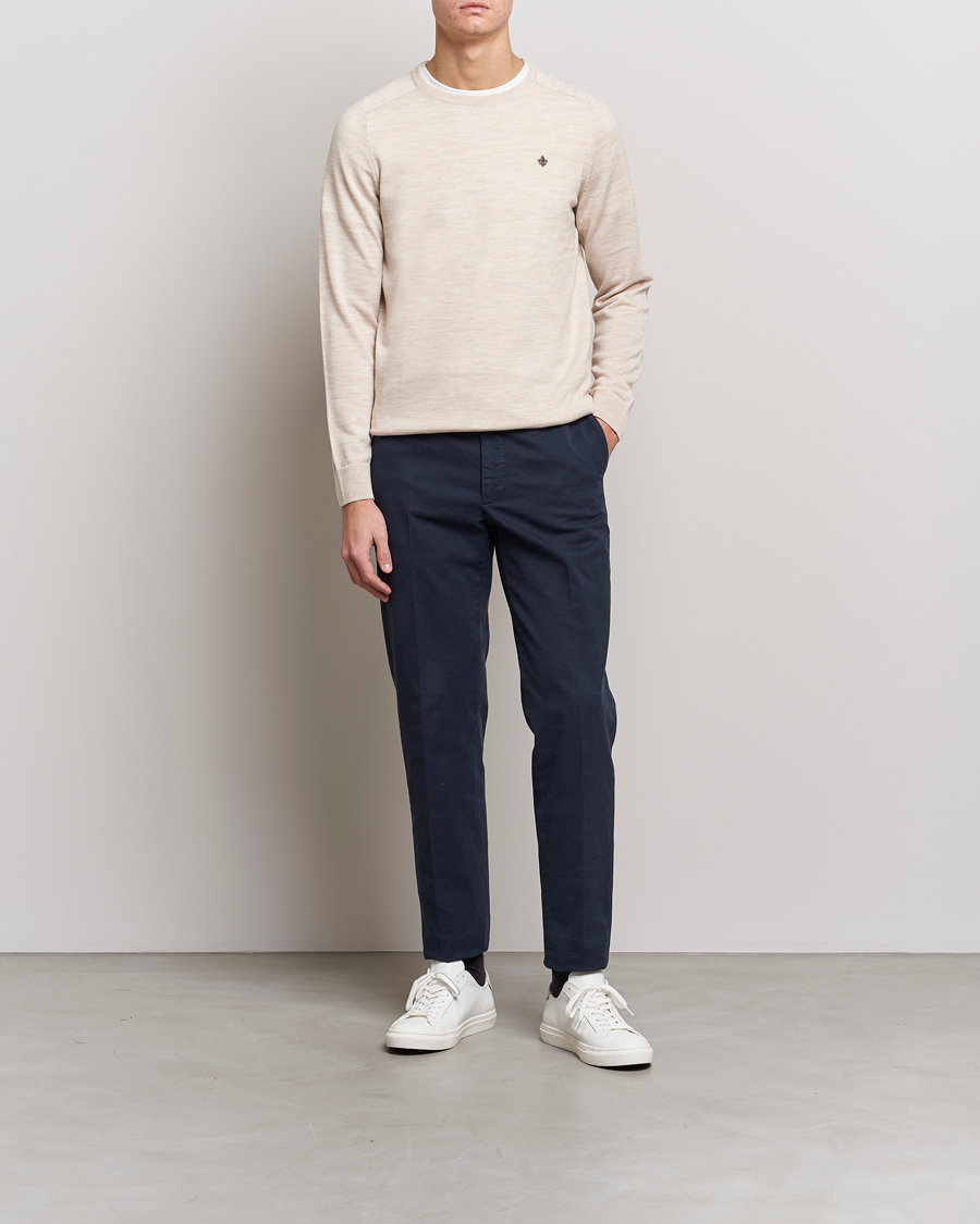 Uomini | Maglieria | Morris | Merino Crew Neck Pullover Ecru