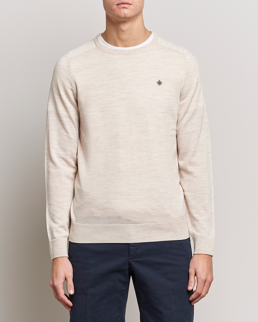 Uomini | Maglieria | Morris | Merino Crew Neck Pullover Ecru