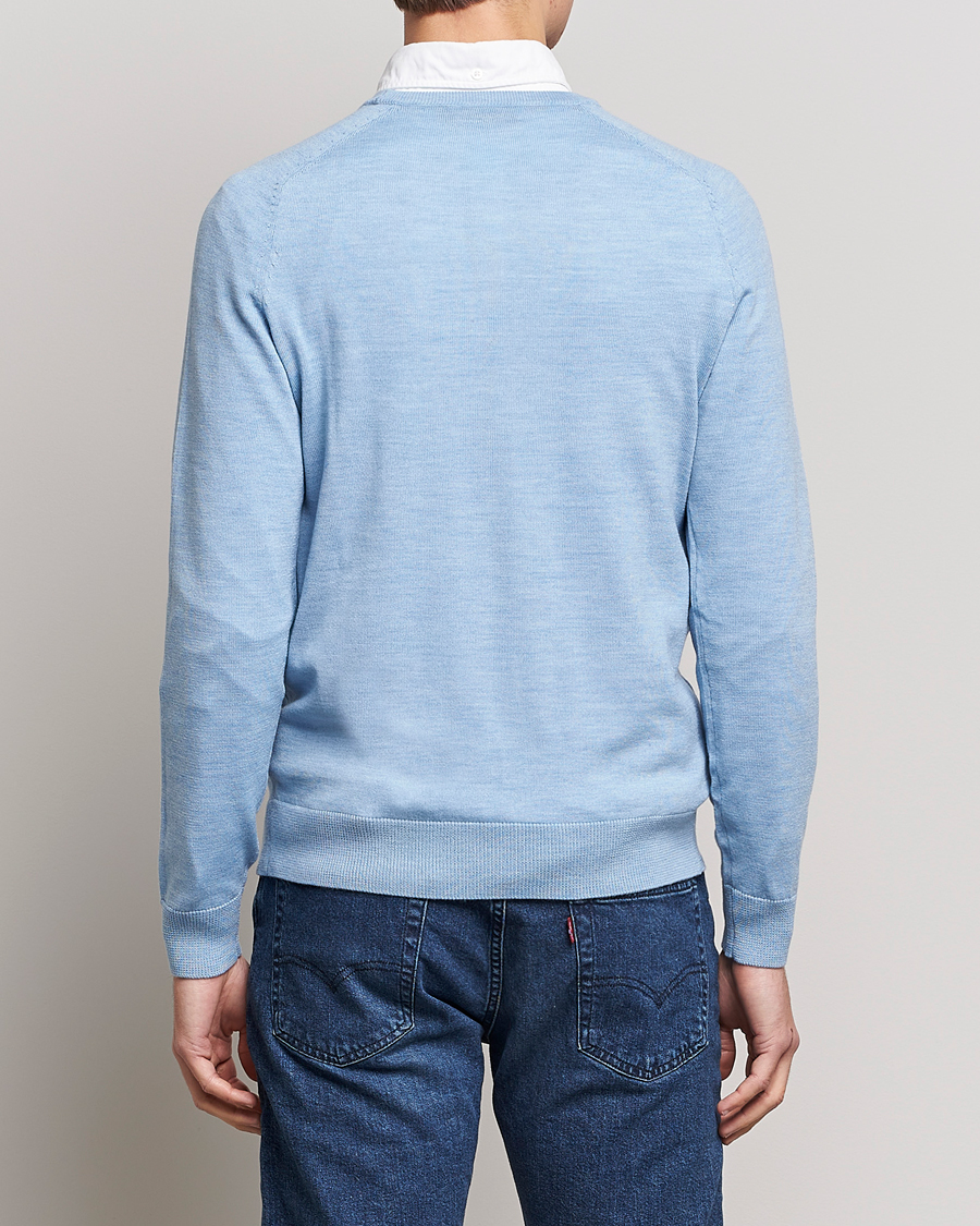 Uomini | Maglieria | Morris | Merino Crew Neck Pullover Light Blue