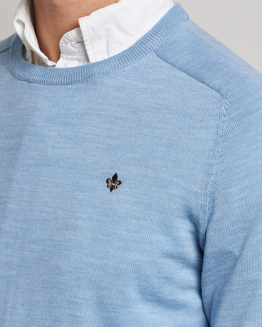 Uomini | Maglieria | Morris | Merino Crew Neck Pullover Light Blue