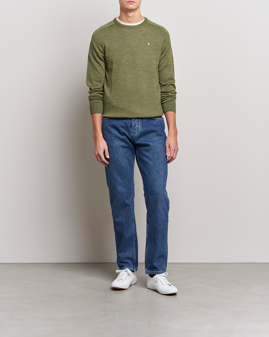 Uomini | Maglieria | Morris | Merino Crew Neck Pullover Sage Green