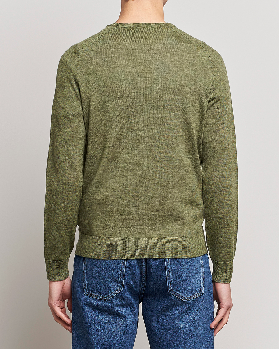 Uomini | Maglieria | Morris | Merino Crew Neck Pullover Sage Green