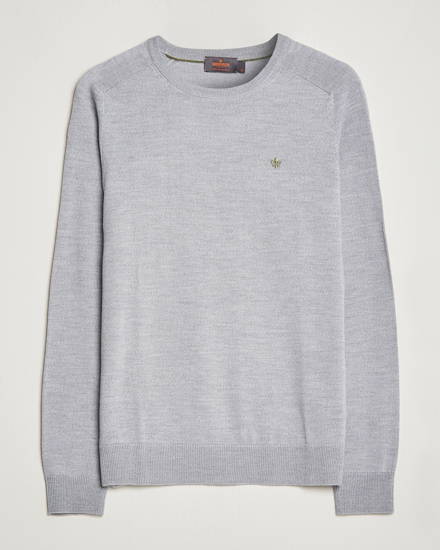 Uomini | Maglieria | Morris | Merino Crew Neck Pullover Grey