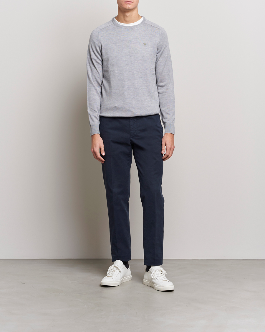 Uomini | Maglieria | Morris | Merino Crew Neck Pullover Grey