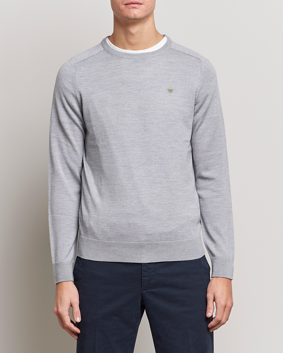 Uomini | Maglieria | Morris | Merino Crew Neck Pullover Grey