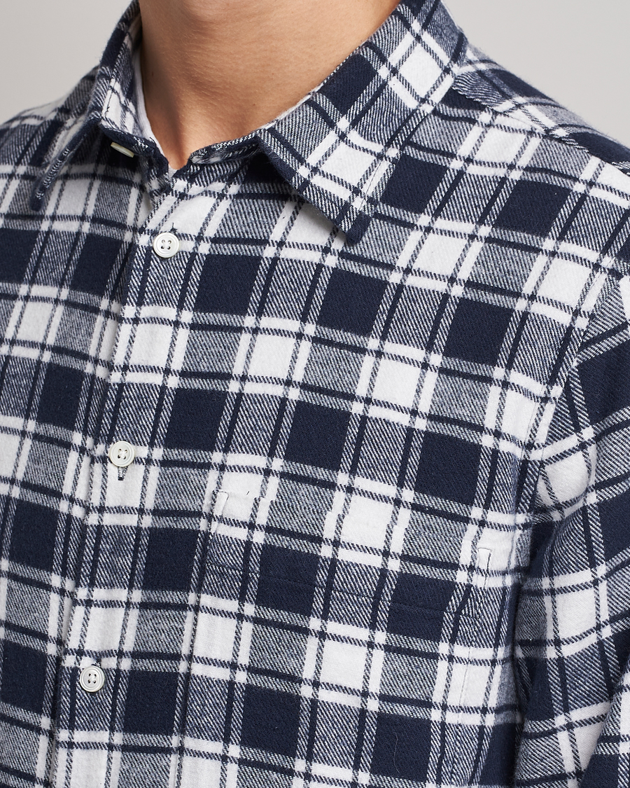 Uomini | Camicie | NN07 | Arne Brushed Cotton Checked Shirt Navy/White